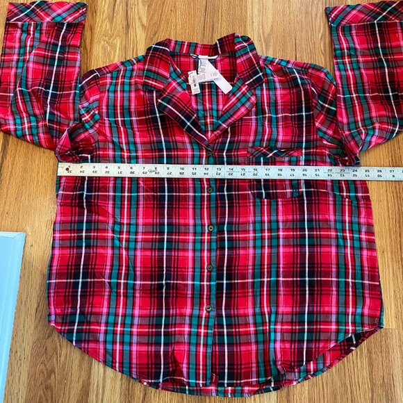 NWT Victoria Secret Ladies XL Long Sleeve Pajama Set Flannel Red Pink Plaid - Picture 12 of 14